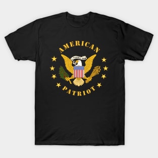 American Patriot w Color Eagle Center - Stars T-Shirt